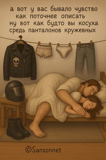 а вот у вас бывало чувство как поточнее описать ну вот как будто вы косуха средь панталонов кружевных — Sansonnet, иллюстрация, 05 мая 2025, Поэторий