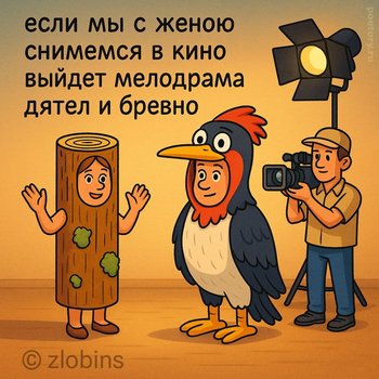 #депрессяшки #лучшее #март2018 ничего не жалко для твоей красы вот тебе скакалка вот тебе весы — zlobins если мы с женою снимемся в кино выйдет мелодрама дятел и бревно, иллюстрация, 20 мая 2025, Поэторий