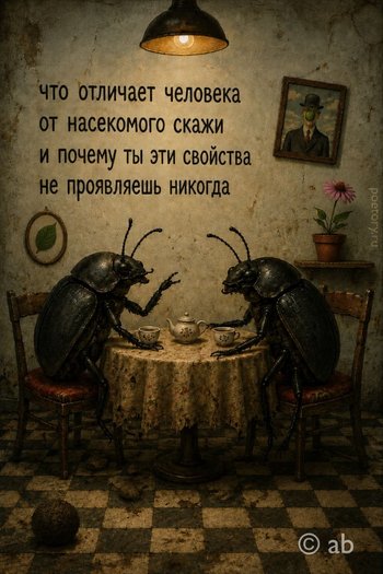 что отличает человека
от насекомого скажи
и почему ты эти свойства
не проявляешь никогда что отличает человека от насекомого скажи и почему ты эти свойства не проявляешь никогда — ab, иллюстрация, 18 мая 2026, Поэторий